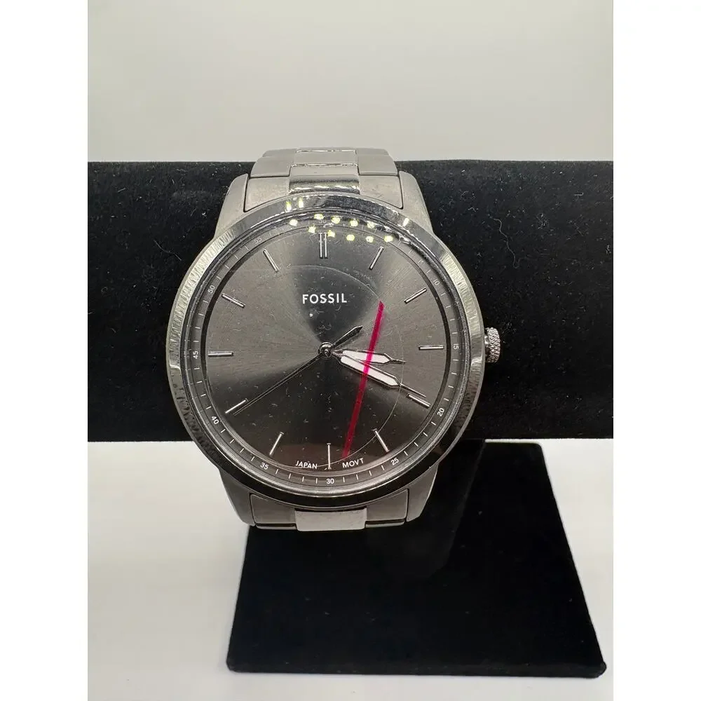 Fossil Minimalist Three-Hand Smoke Stainless Steel Watch FS5459 NWT